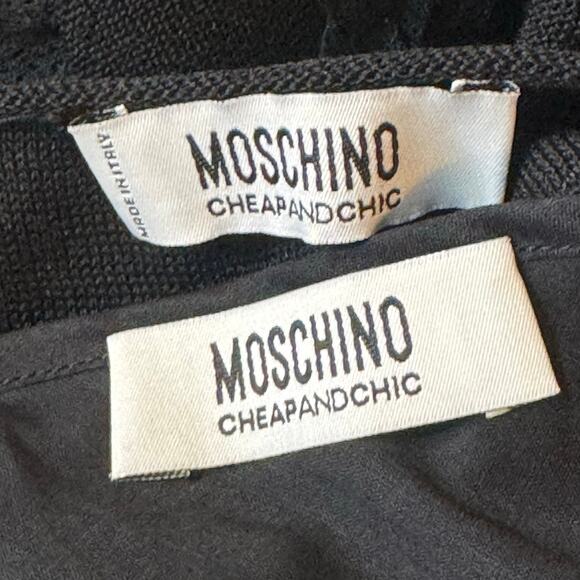 Vintage Moschino Cheap & Chic Size 10 Silk Blend Black Ruffle Lace Slip Dress - Picture 9 of 11